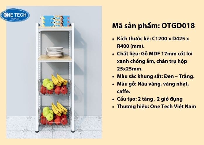 Kệ 2 tầng kèm 1 giỏ đựng 