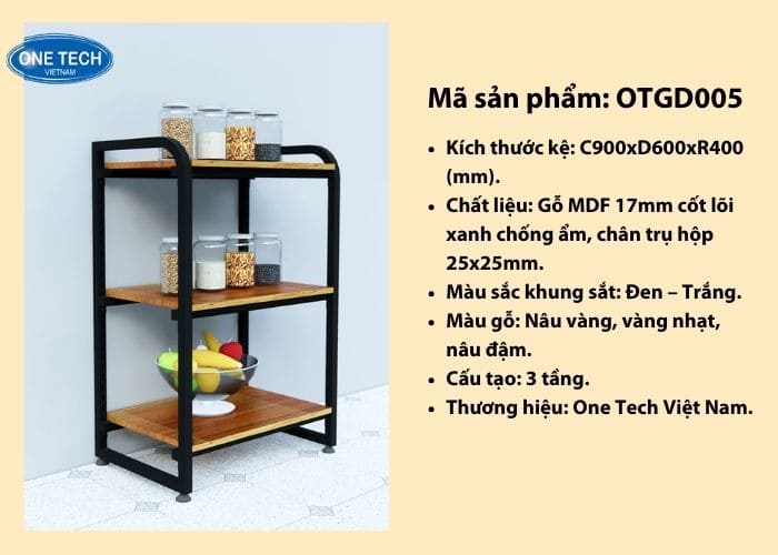 Kệ đựng gia vị 3 tầng đơn giản 