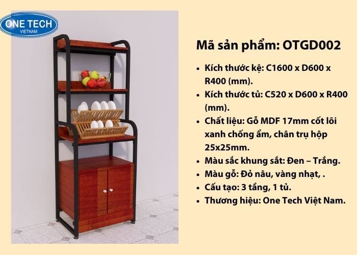 Kệ 3 tầng kèm tủ