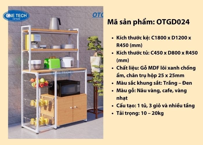 Kệ đa năng kèm giỏ mì và tủ