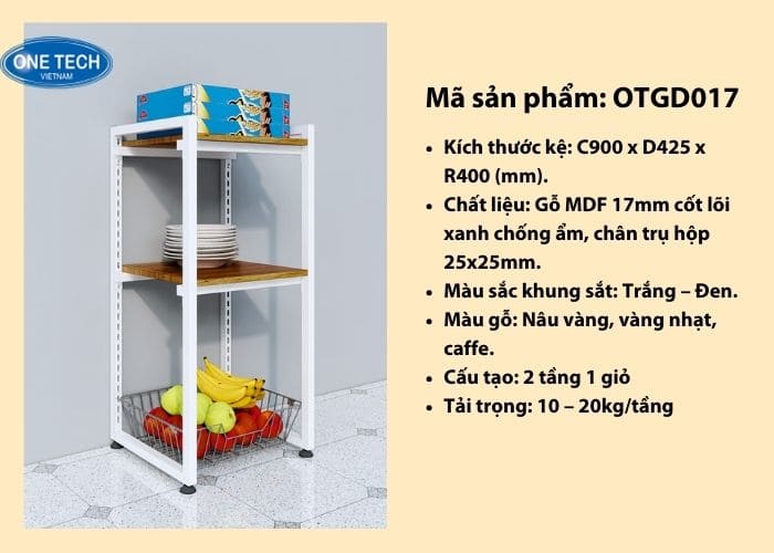 Kệ gia dụng đơn giản 2 tầng kèm giỏ